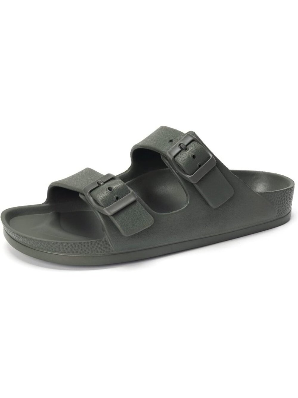 Women's Army Green Chunky Slip-on Beach Slides Adjustable Buckle Casual Sandals